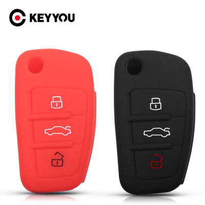 【CW】KEYYOU For Audi A2 A3 A4 A6 A6L A8 Q7 TT Key Fob Case Replacement Remote 3 Buttons Silicone Folding Flid Car Key Case Cover