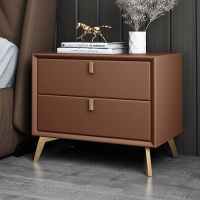 ∈ Bedside simple modern solid leather bedside storage cabinet light luxury bedroom minimalist