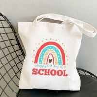 【Lanse store】Shopper Teacher Last Day Of School Printed Tote Bag women Harajuku shopper handbag girl Shoulder shopping bag Lady Canvas