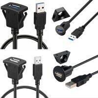 【DT】USB 3.0 USB 2.0 Male To Female Panel Flush Mount Extension Cable with Buckle for Car Truck Boat Motorcycle Dashboard 1M  hot