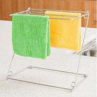 Stainless Steel Folding Rag Rack Drain Storage Rack Towel Scouring Pad Kitchen Supplies Dish Cloth Hanger With Diatom Wall Hang