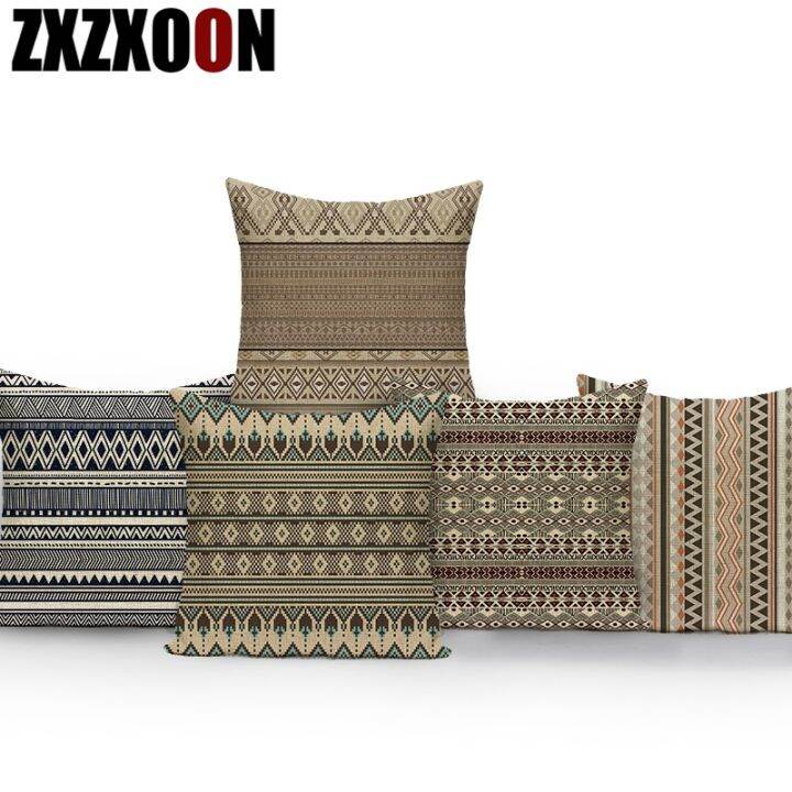 Bohemian Throw Pillows Case Brown Cushions Decorative Linen Comfortable
