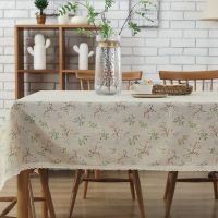 Fashion Flower Home Tea Dining Table Cloth Cotton Linen Dustproof Tablecloth 1 Pec