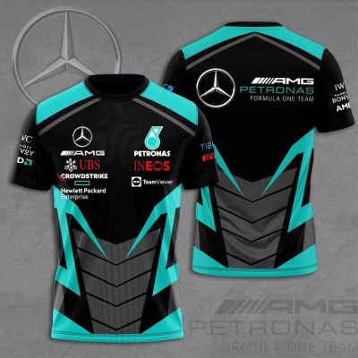 2023แฟชั่น F1แข่ง3D เสื้อยืดฤดูร้อนแขนสั้น Benz AMG ronas ลำลองสำหรับบุรุษฮอนด้ายามาฮ่าเสื้อยืดท็อปส์