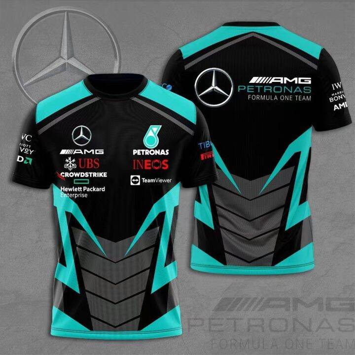 2023แฟชั่น-f1แข่ง3d-เสื้อยืดฤดูร้อนแขนสั้น-benz-amg-ronas-ลำลองสำหรับบุรุษฮอนด้ายามาฮ่าเสื้อยืดท็อปส์