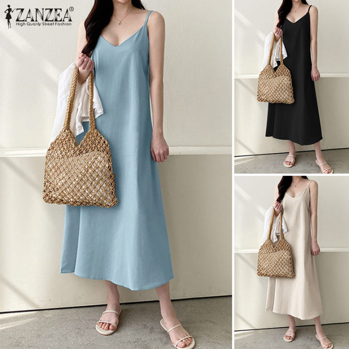 สินค้ามาใหม่-จัดส่งฟรี-fancystyle-zanzea-ชุดซันเดรสทรงเอไลน์สีพื้นสำหรับวันหยุดชุดเดรสบางหลวมลำลองผู้หญิง-8