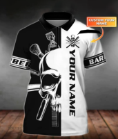 Shop Summer 2023 Barber 3D Full Printed Polo Shirt Personalized Name 3D Polo Shirt style26 high-quality