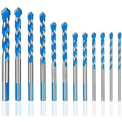 HH-DDPJ12 Pcs Masonry Drill Bits Set M To 12mm Carbide Twist Tips For Wall  Brick  Cement  Concrete  Glass  Wood Have Industrial Str