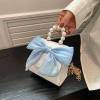 ▽✟❁ Mini bag ladythe summer of 2022 the newof summer bowknot pearl chain bag laptop bag