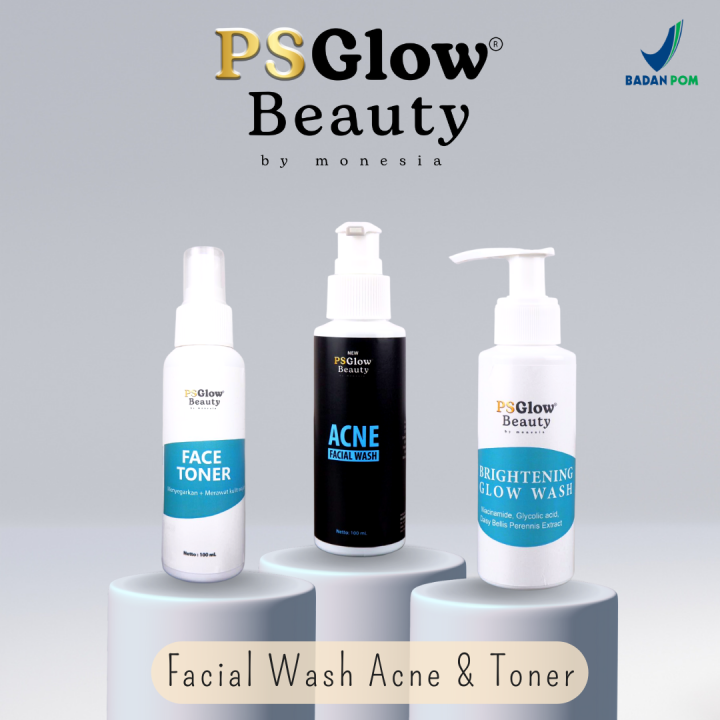 PS Glow Beauty Face Toner & Facial Wash Varian Brightening & Acne By