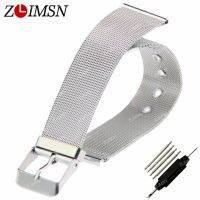 ۩☼⊙ ZLIMSN 12mm (Buckle 10mm) Watchbands Fashion Ultrathin Stainless Steel Watch Bands Strap Bracelets Watchband relogio A17