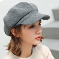 COD tjjs079 Autumn Winter Woolen Octagonal Beret / Stylish Artist Painter Newsboy Caps /Women Warm Wool French B eret / Ladies Casual Black Beret Hats