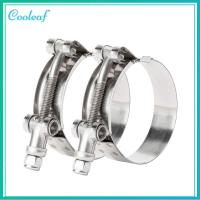 COOLEAF 2PCS เหล็กไร้สนิม ที่หนีบสายยางตัว T-Bolt ช่วงแคลมป์43-49mm เงินสีเงิน แคลมป์รัดท่อเหล็กข้อต่อ ยึด T Bolt super 1.5นิ้วค่ะ แคลมป์ท่อไอเสีย ท่อไอดี1.5"