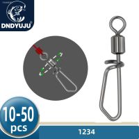 ✉ DNDYUJU 10/30/50pcs Fishing Lure Connector Rolling Swivel With T-shape Snap Fishing Swivels Stainless Steel Fishing Accessories