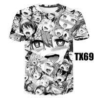 2023 Customized Fashion hot selling  Summer 3D Print Hot Ahegao Hentai Japanese Anime Expression Short Sleeve T-Shirt，Contact the seller for personalized customization