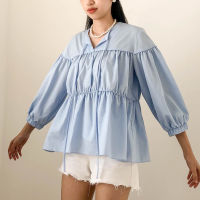 MYLAR - GELATO BLOUSE เสื้อดีเทลจับจีบ ทรงระบาย แขนเสื้อจั้มพอง