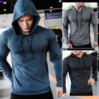 Mens Running T-shirt Quick Dry Hoodie Tracksuit Long Sleeve Gym Sport T-shirt Casual Fishing Hiking Workout Shirts Sportwear