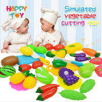 HappyToy Fruits Vegetables Cutting toys Set Children Plastic Vegetables Fruits Pretend Play Cutting Toys Safety Educational Food Toys Gift For Kids