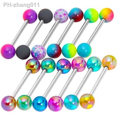 6PCS Stainless Steel Glorious Tongue Ring Bulk 14G Nipple Piercing Bar Lot Glitter Tongue Piercing Set Barbell Piercing Jewelry