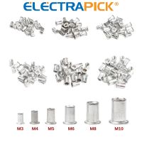 ELECTRAPICK 20/50pcs M3 M4 M5 M6 M8 M10 Aluminum Alloy Rivet Nut Flat Head Threaded Rivet Insert Nutsert Cap Rivet Nut