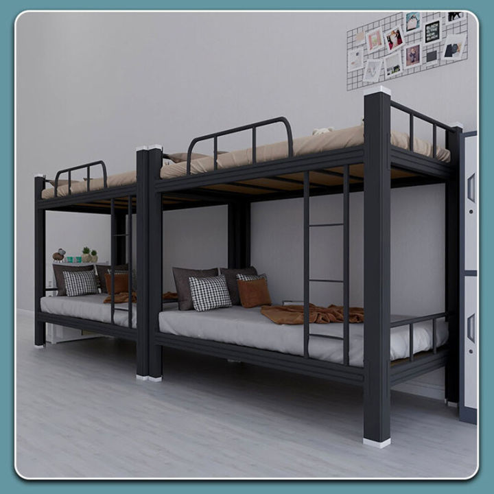 เตียงสองชั้นหอพักนักเรียน-เตียงพนักงานหอพักเตียงเหล็กสองชั้น-เตียงมีความทนทาน-เตียง2ชั้น