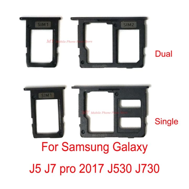 อะแดปเตอร์ที่ใส่ซิมการ์ดคู่แบบ J730เดียวสำหรับ J530f Samsung Galaxy J5 J7 Pro ที่ใส่ถาดใส่ช่องใส่ซิมการ์ดแบบการ์ด Sd