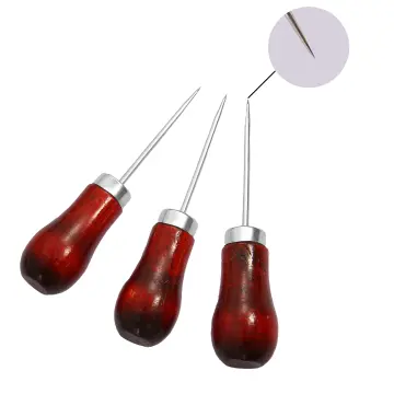 2pcs Wooden Handle Sewing Awl Hand Stitching for DIY Leather