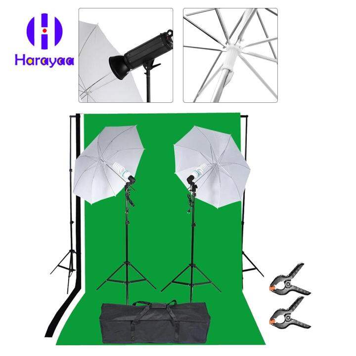 harayaa Photo Background Stand Umbrellas Kit Plug Adapter US Adjustable