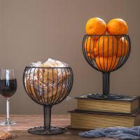 Metal Wire Fruit Basket, Wine Glass Shaped Fruit Bowl Snacks Storage Bowl Basket Decorative Bowls Snack Storage