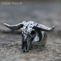 2020 New Goat Head Skull Rings Mens Gothic Animal Rings Baphomet Demon 316L Stainless Steel Punk Rock Biker Jewelry