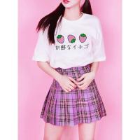 เสื้อ เสื้อยืดผู้ชาย เสื้อยืด เสื้อยืดเปล่า Camiseta de estética japonesa de fresas frescas Kawaii para mujer Tops de dibujos animados Harajuku Ulzza