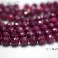 Meihan natural 4mm 6mm Ruby faceted round loose beads for jewelry making design DIY Necklace Bracelet