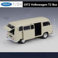 ‘；。】’ WELLY 1:24 Volkswagen 1972 T2 T1 Alloy BUS Model Diecast Metal Toy Classic Car BUS Model Simulation Collection Children Toy Gift