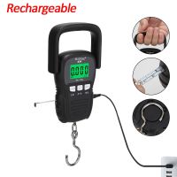 Rechargeable Digital Scale for Fishing Luggage Travel Weighting Steelyard Hanging Electronic Hook Scale with Measuring Tape