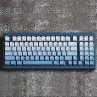 Fog Blue Gradient Keycaps OEM Profile Backlit Keycap PBT Side/Top Print Keycaps For GK61GMK67 68 87 104 Keys keyboards