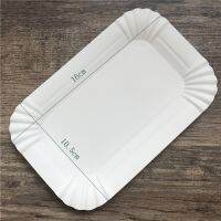 【JIU YU】☽✧❐  Bandeja Retangular Descartável Do Bolo Prato De Papel Branco Prato De Jantar Descartável Prato De Papel Descartável Do Bolo Utensílios De Cozinha Retangular