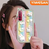 YIWESAN เคสสำหรับ Huawei Nova 7 Pro เคสการ์ตูนปิศาจน้อยเคสโทรศัพท์ป้องกันเลนส์กล้องนิ่มกันกระแทก3D น่ารักเคสมือถือกระต่ายดาวสีรุ้ง