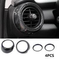 4ชิ้นแผงควบคุมรถด้านระบายอากาศตกแต่งแหวนปกตัดคาร์บอนไฟเบอร์ ABS สำหรับ BMW MINI Cooper F55 F56 F57มหาดไทยเครือเถา