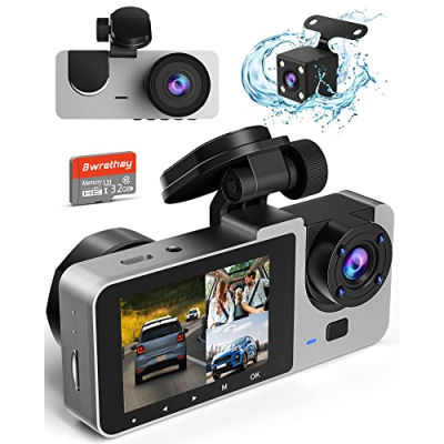 Bwrethay Dash Cam Front and Rear Inside, 4K/2.5K Full HD Dash Camera for Cars,Car Camera with Free 32GB SD Card,Built-in Super Night Vision,WDR, Loop Recording,G-Sensor,24 Hours Parking Monitor