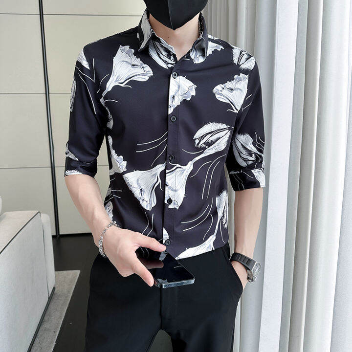 ผู้ชายฤดูร้อนพิมพ์เสื้อแขนสั้นชาย-slim-fit-คุณภาพสูงครึ่งแขนเสื้อธุรกิจเสื้อ-man-lapel-เสื้อ-m-3xl