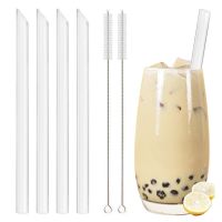 High Borosilicate Glass Straws Straight Reusable Drinking Straw Boba Bubble Tea Milk Smoothies Fruit Cocktails Bar Accessories Barware