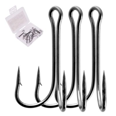 【LZ】∈  Aorace 10pcs/box Double Fishing Hook Carbon Steel Crank Barbed Jig Hook for Carp Fishing Fly Tying Soft Lure Fish Accessories