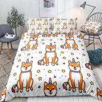 Shiba Inu Duvet Cover Set Cartoon Dog Bedding Set For Kids In Unicorn Bedclothes Puppy White Home Textile Drop Ship