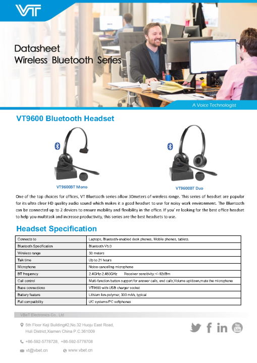 vt9600bt-mono-headset-bluetooth-หูฟังแบบข้างเดียว-ของแท้-ประกันสินค้า-2-ปี