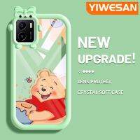 YIWESAN เคสสำหรับ VIVO Y15s เคส Y01 Y15a การ์ตูนวินนี่ช้อนส้อมมีดหมีพูห์ซิลิโคนอ่อนชัดเจนเคสโทรศัพท์สีสันสดใสน่ารักเลนส์กล้องถ่ายรูปมอนสเตอร์น้อยโปร่งใสปิดคลุมป้องกันการกระแทก