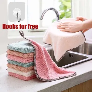 2/4/8pcs Soft Microfiber Kitchen Towels Absorbent Dish Cloth Anti-grease  Wipping Rags Non-stick Oil Household Cleaning Towel