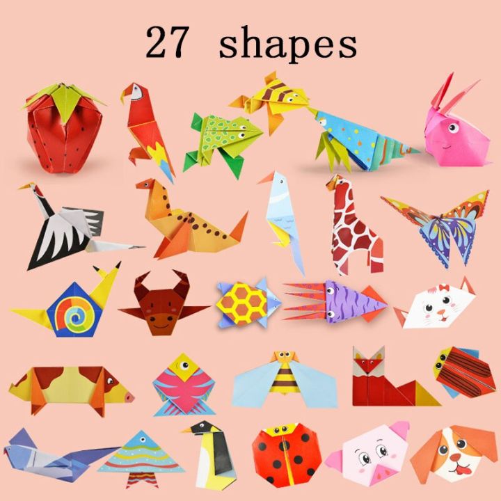 ของขวัญสำหรับเด็กชุดของเล่นทำมือกระดาษสีเด็กทำมือของเล่นกระดาษพับสัตว์-ชีวิตแบบทำมือเเผ่นพับการพัฒนาศิลปะทำด้วยมือขนาด14-14ซม
