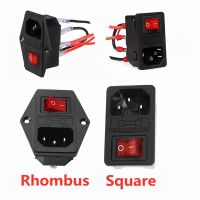 1Set AC 250V 10A Black Red 3-Pin Terminal Power Socket with Fuse Holder Rocker Switch 3pin 3p 3 pin 3 Terminal cable fuse