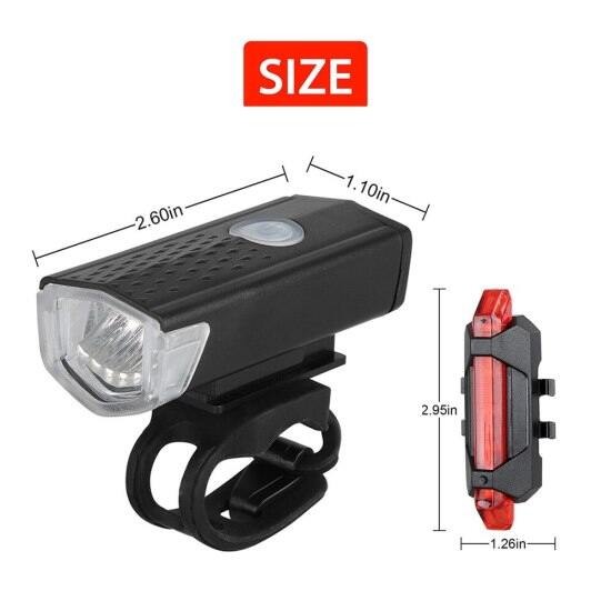 Bike bicycle light usb led rechargeable set mountain cycle front back - ảnh sản phẩm 3