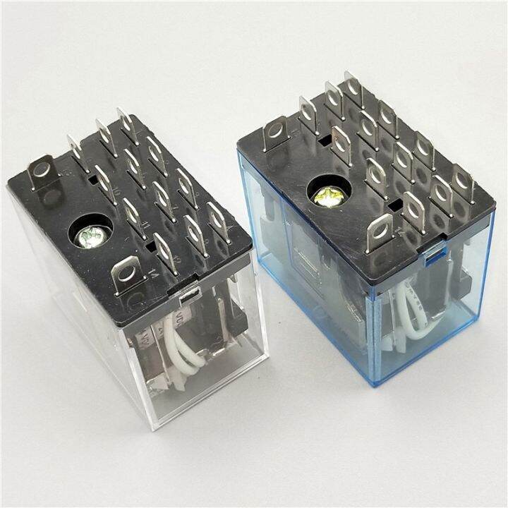 worth-buy-1pc-ly4nj-ac-110v-220v-dc-12v-dc-24v-14pin-silver-power-ขดลวดเครื่องถ่ายทอดสัญญาณ4pdt-พร้อมหลอดไฟอะแดปเตอร์